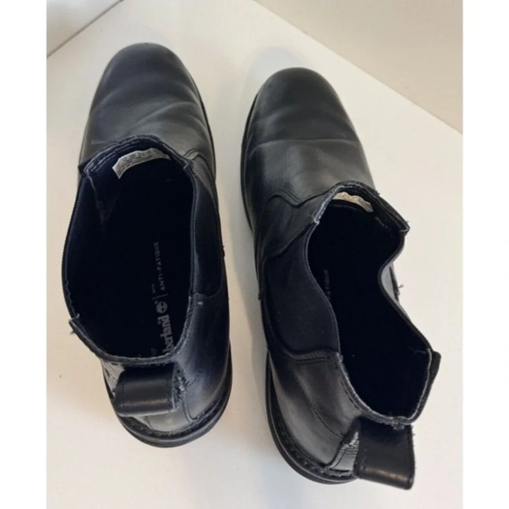 Timberland Larchmont Chelsea Boots Mens 13 Black Leather Pull‎ On Career 48-07